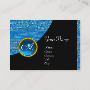 Tarjeta De Visita COJAS DE MODA AZUL MONOGRAM, zafiro negro