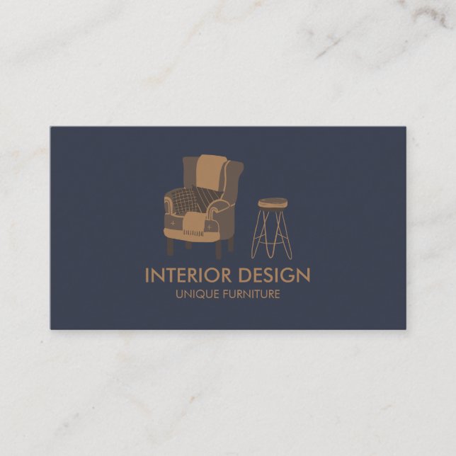 Tarjeta De Visita Cojín de Mesa Sofá de Diseño de Interiores azul ma (Anverso)