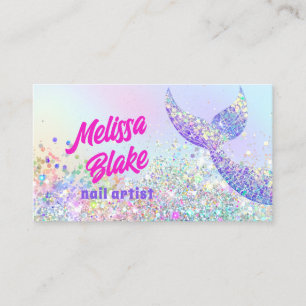 Tarjeta De Visita cola de sirena chunky purpurina pastel