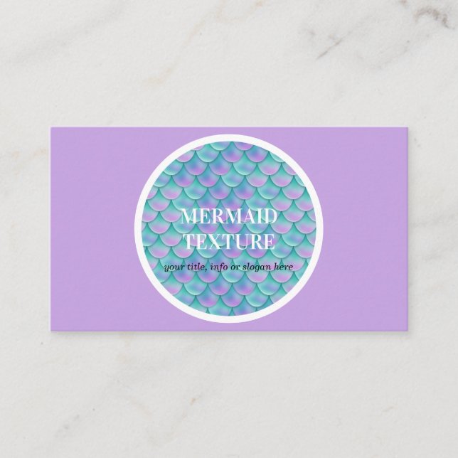 Tarjeta De Visita Cola de sirena morada teal pastel (Anverso)