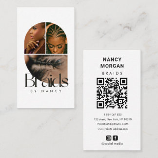 Tarjeta De Visita Colage de Fotos Arco de Trenzas Modernas Código Qr