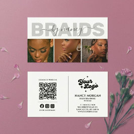 Tarjeta De Visita Colage de Fotos Modernas Logo Código QR para Trenz