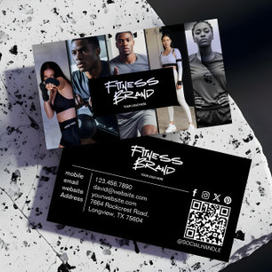 Tarjeta De Visita Colaje de Fotos de Fitness de Entrenador Personal