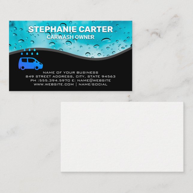 Tarjeta De Visita Colas de agua de lavado de coches (Anverso / Reverso)