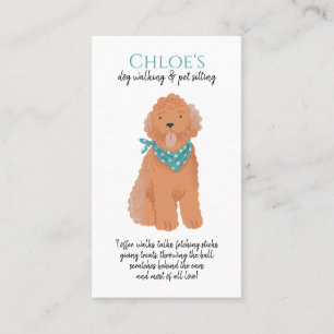 Tarjeta De Visita Colcha de agua Adorable Perro Walker Mascota Sitte
