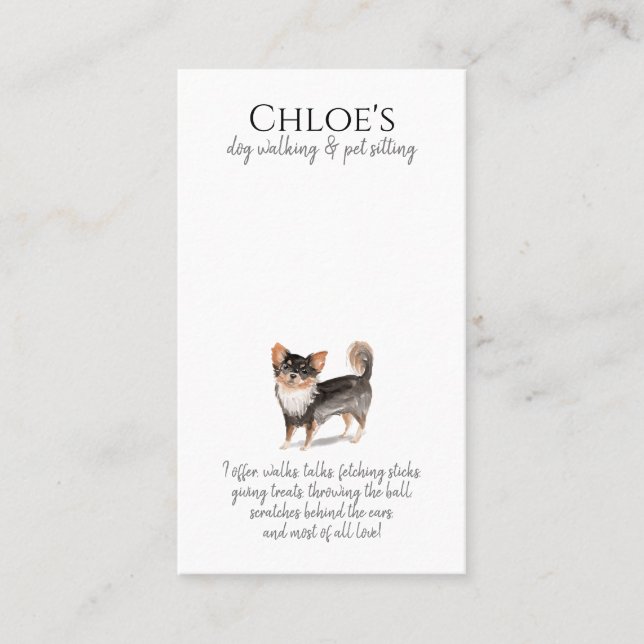Tarjeta De Visita Colcha de agua Adorable Perro Walker Mascota Sitte (Anverso)