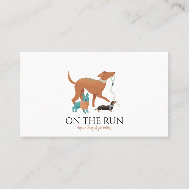 Tarjeta De Visita Colcha de agua Adorable Perro Walker Mascota Sitte (Anverso)
