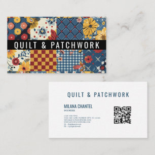 Tarjeta De Visita Colcha de Parcheo Azul Amarillo Rojo Ropa Hecha a 