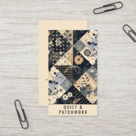 Tarjeta De Visita Colcha de retalhos azul marinho cremosa Ropa hecha
