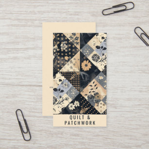 Tarjeta De Visita Colcha de retalhos azul marinho cremosa Ropa hecha