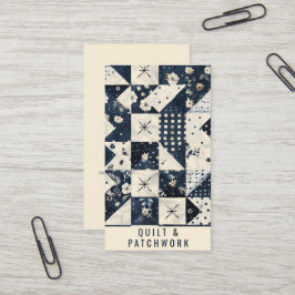 Tarjeta De Visita Colcha de retalhos azul marinho cremosa Ropa hecha
