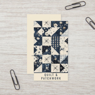 Tarjeta De Visita Colcha de retalhos azul marinho cremosa Ropa hecha