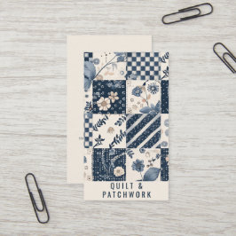Tarjeta De Visita Colcha de retalhos azul marinho cremoso Roupas fei