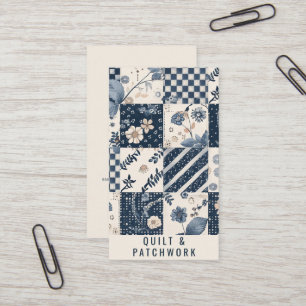 Tarjeta De Visita Colcha de retalhos azul marinho cremoso Roupas fei