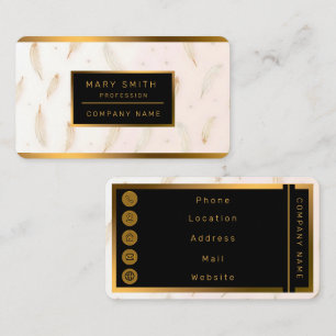 Tarjeta De Visita Colección Boho de Plumas Modernas de Lujo
