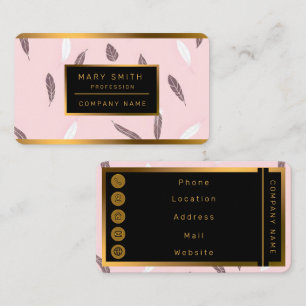 Tarjeta De Visita Colección Boho de Plumas Populares de Lujo
