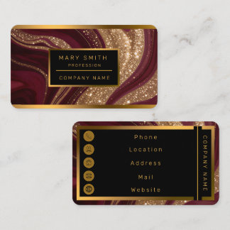 Tarjeta De Visita Colección Burgundy Oro de Lujo de Moda