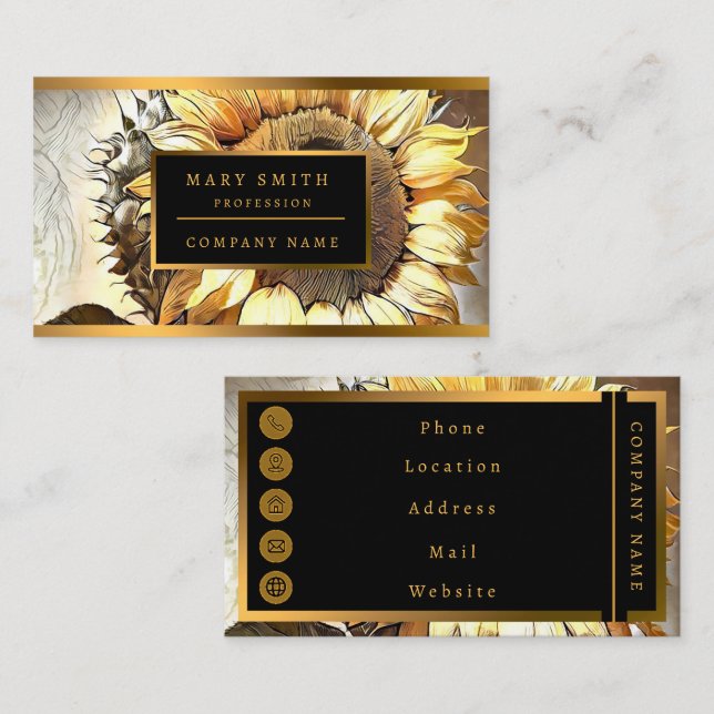 Tarjeta De Visita Colección De Arte Moderno De Sol En Girasol (Anverso / Reverso)