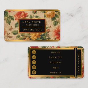 Tarjeta De Visita Colección de cosechas de vintage de acuarela flora