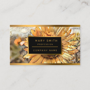 Tarjeta De Visita Colección de elegancia de girasol grande acuarela