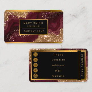 Tarjeta De Visita Colección de lujo Burgundy dorada de moda