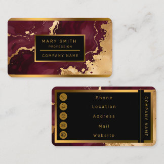 Tarjeta De Visita Colección de lujo Burgundy Gold de moda