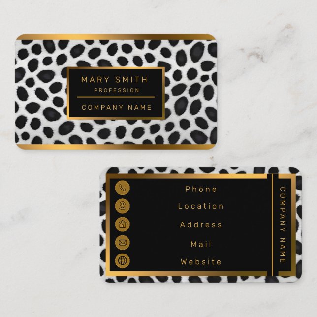 Tarjeta De Visita Colección de lujo moderna de Leopardo Blanco (Anverso / Reverso)