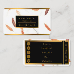Tarjeta De Visita Colección de Lujo Plumas Boho Popular