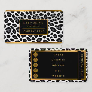 Tarjeta De Visita Colección de lujo popular de Leopardo Blanco