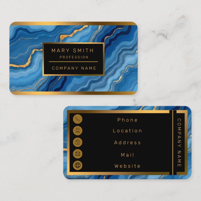 Tarjeta De Visita Colección de mármol azul de Azure (Anverso / Reverso)
