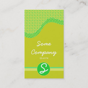 Tarjeta De Visita Colección de monograma de ondas dotadas (verde)