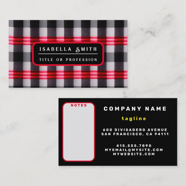 Tarjeta De Visita Colección de platillos negros rojos populares (Anverso / Reverso)