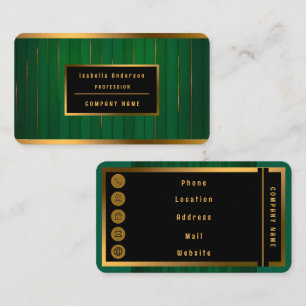 Tarjeta De Visita Colección de textura de línea de oro verde de moda