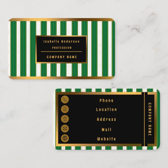 Tarjeta De Visita Colección de textura de oro verde de lujo (Anverso / Reverso)