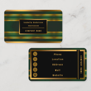 Tarjeta De Visita Colección de Textura Green Gold de Linen Luxury