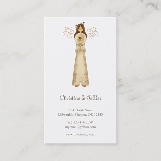 Tarjeta De Visita Colección del jardín · Ángel con la flor (Anverso)