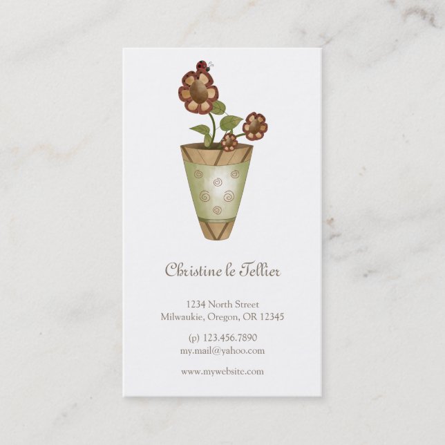 Tarjeta De Visita Colección del jardín · Flores Potted (Anverso)