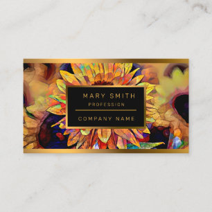 Tarjeta De Visita Colección elegante de girasoles dorados