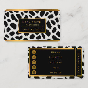 Tarjeta De Visita Colección elegante de Leopardo Blanco de lujo