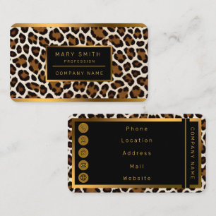 Tarjeta De Visita Colección elegante de Leopardo Blanco de lujo de m