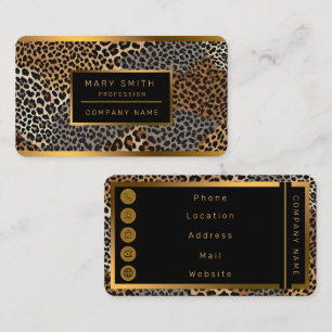 Tarjeta De Visita Colección elegante de Leopardo Blanco de lujo mode