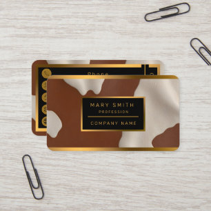 Tarjeta De Visita Colección Elegante de Lujo Tendencia Cuero de Vaca
