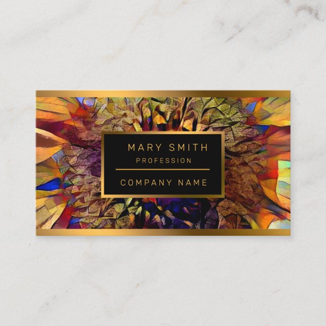 Tarjeta De Visita Colección elegante de oro Big Sun Sunflower (Anverso)