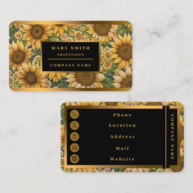 Tarjeta De Visita Colección elegante de Sunflower Beautiful (Anverso / Reverso)