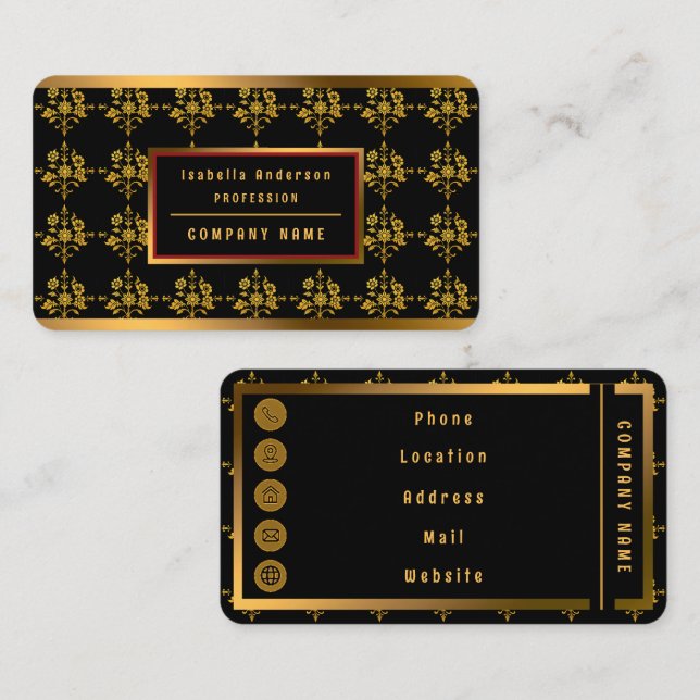 Tarjeta De Visita Colección floral elegante de lujo (Anverso / Reverso)