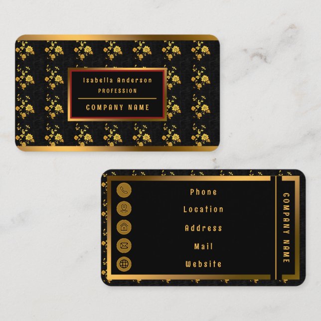 Tarjeta De Visita Colección floral elegante de lujo de moda (Anverso / Reverso)