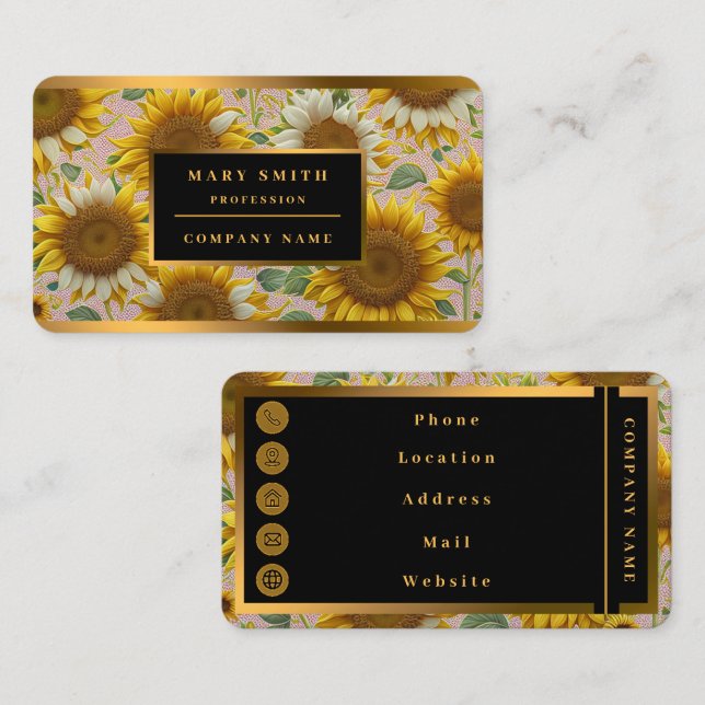 Tarjeta De Visita Colección hermosa de girasol popular (Anverso / Reverso)