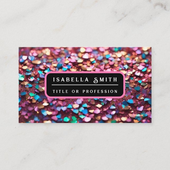 Tarjeta De Visita Colección holográfica de moda opal de purpurina (Anverso)