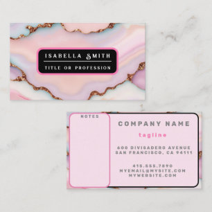Tarjeta De Visita Colección moderna de ácaros de mármol rosa claro a