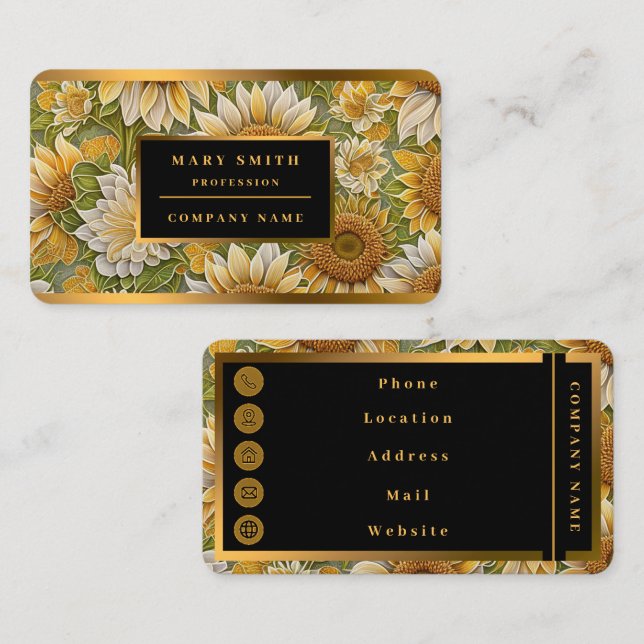 Tarjeta De Visita Colección moderna de girasoles (Anverso / Reverso)